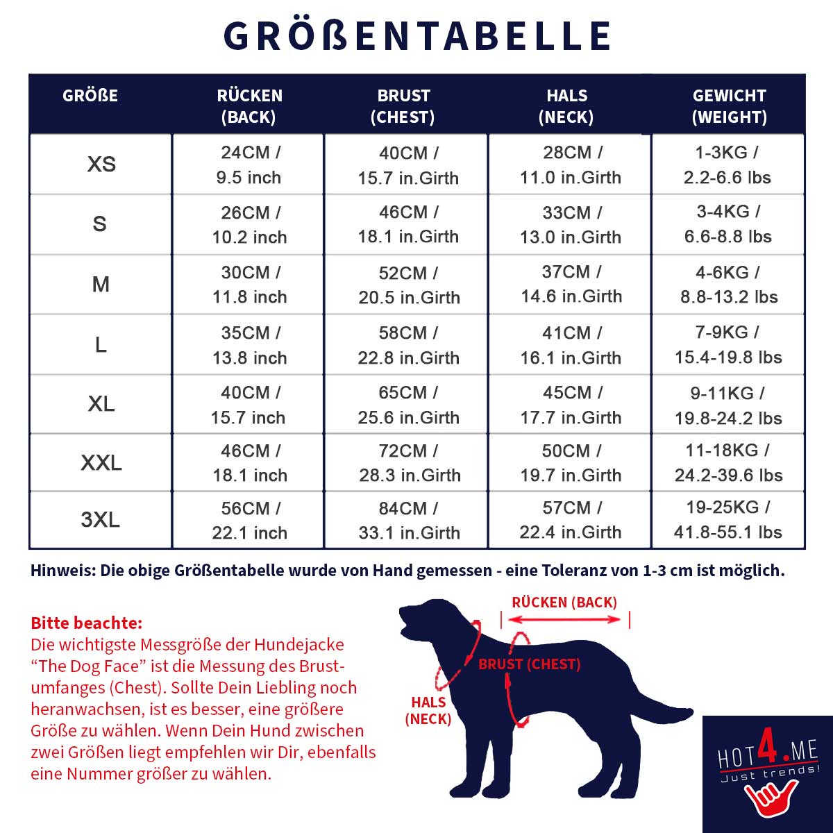 Winddichte Hundejacke "The Dog Face"